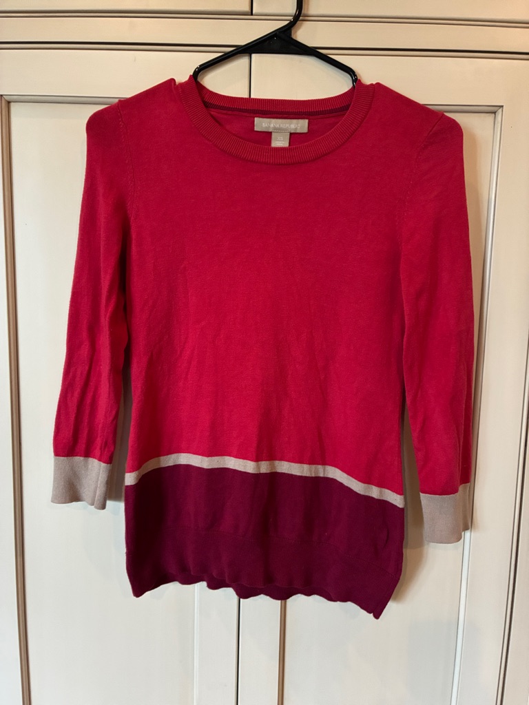 Banana Republic Pink Colorblock Crewneck Sweater